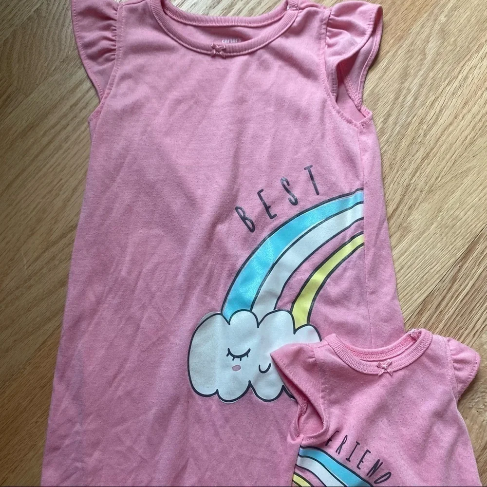 Carter’s Best Friends Pajama Nightgown Set Matching Plush Stuffed Animal PJ 2-3
